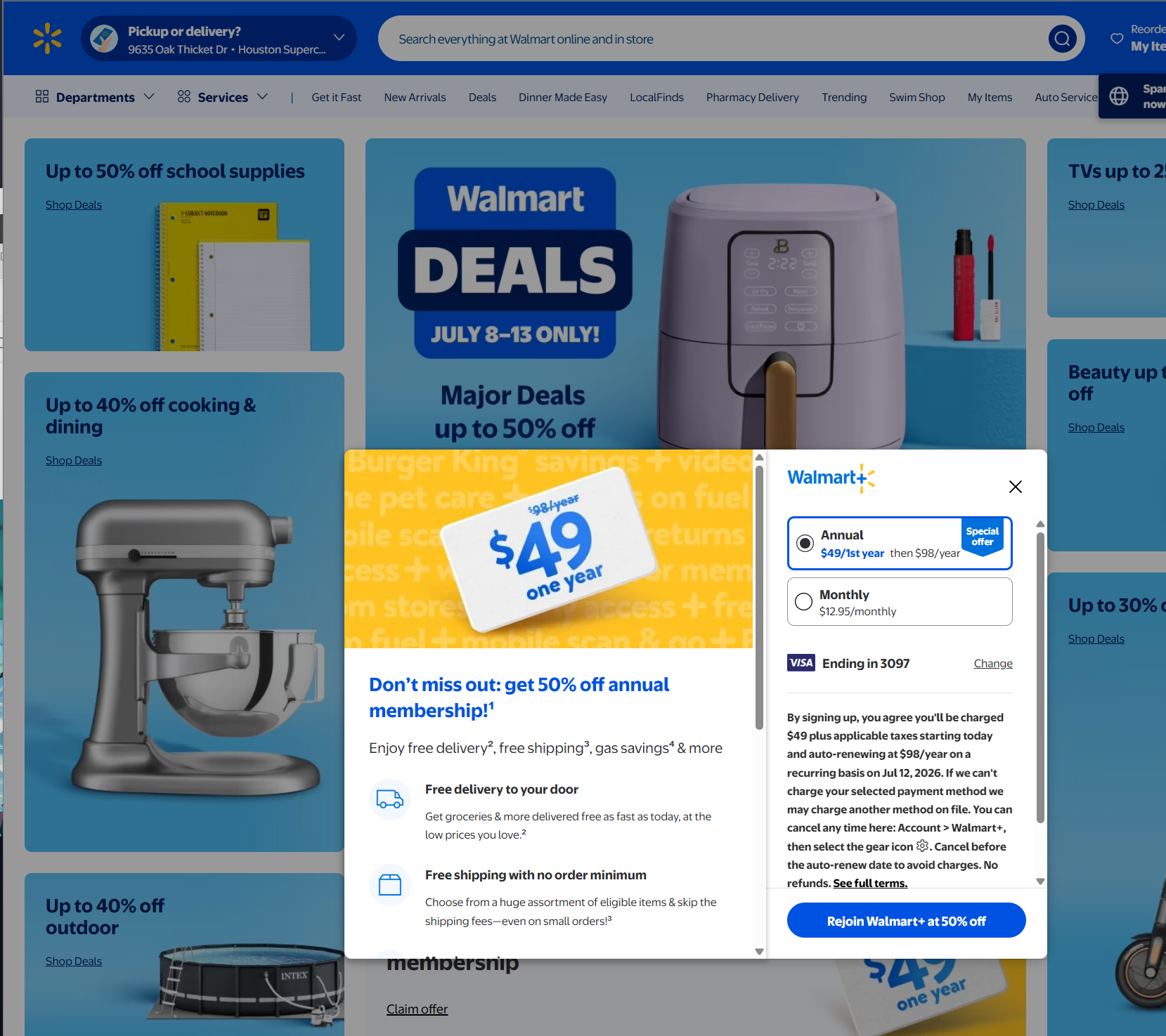 Screenshot of the Walmart Website